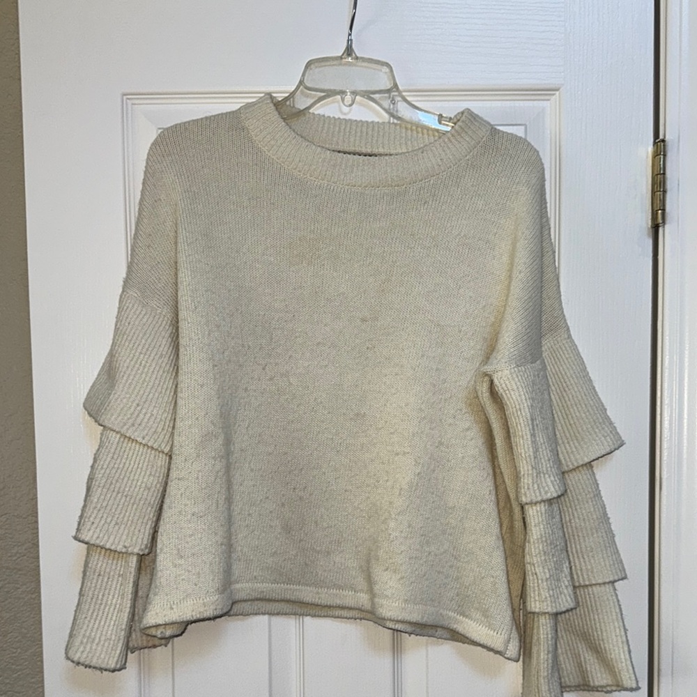 Lumiere Cream Tiered Sleeve Sweater